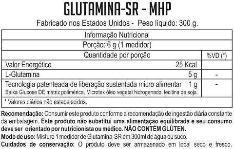 Tabela Nutricional Glutamine-SR Time Release (300g) MHP
